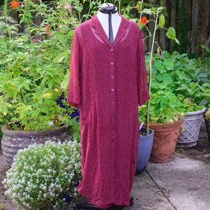 J JILL VINTAGE Silk Burgundy Boho Midi-DRESS